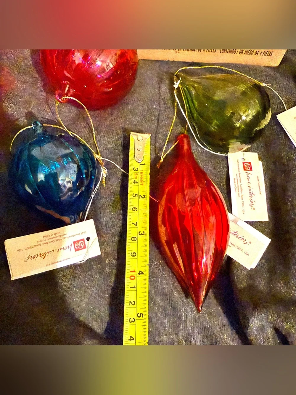 Vintage Home Interiors and Gifts Blown Glass Christmas Ornament set of 4